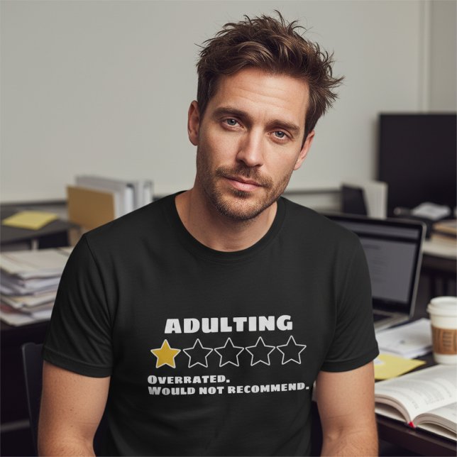 Camiseta Adultar Sobrevalorado No Recomendaría Una Estrella (Adulting Overrated Would Not Recommend One Star T-Shirt
by Ricaso. Life gets in the way of fun.
)