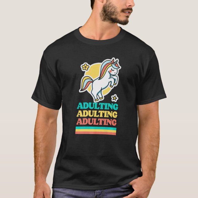 Camiseta Adulto agudo iris crónico unicornio retro (Anverso)