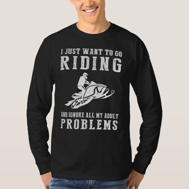 Camiseta "Adulto en moto de nieve: Abraza Esca en moto de n (Anverso)
