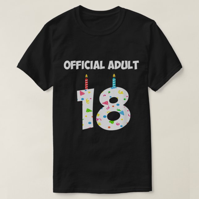 Camiseta Adulto oficial de cumpleaños número 18 años (Diseño del anverso)