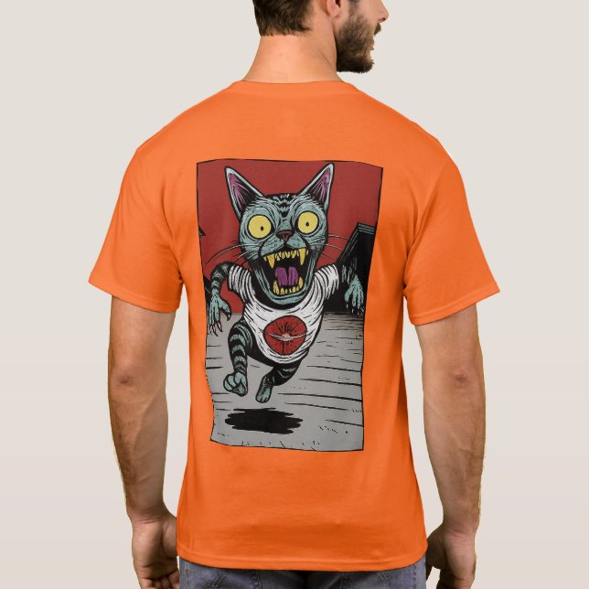 Camiseta Adulto Zombie Runner Cat - Back (Reverso)