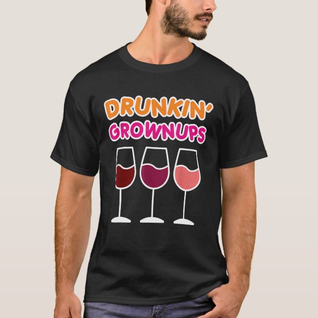Camiseta Adultos Borrachos Divertidos Beber Vino Despedida  (Anverso)