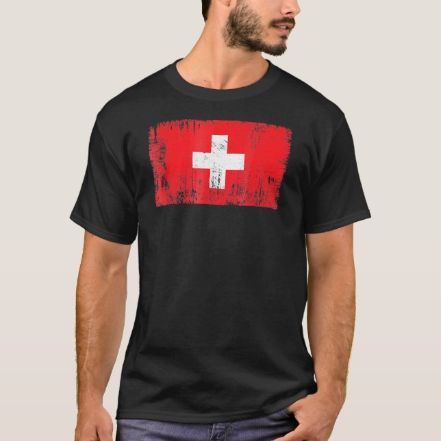 Camiseta Adultos deportivos de la bandera suiza de Suiza (Anverso)