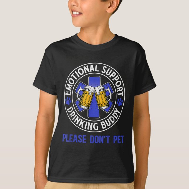 Camiseta Adultos Graciosos Bebiendo Ayuda Emocional Beber (Anverso)