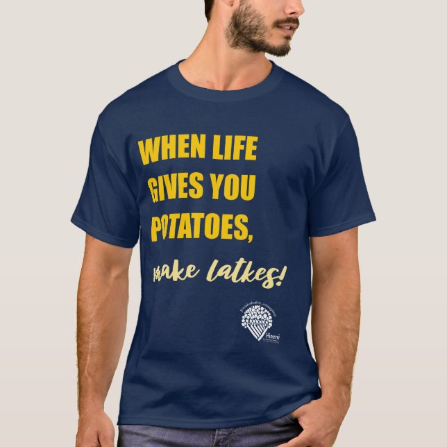 Camiseta Adults' Hanukkah Shirt - "Make latkes" (Anverso)