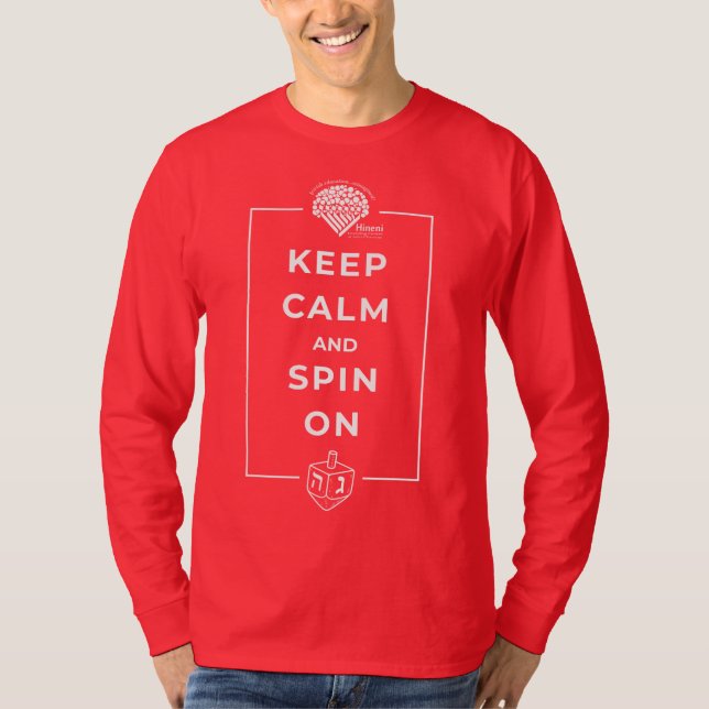 Camiseta Adults' Long-Sleeve Hanukkah Shirt - "Keep Calm" (Anverso)
