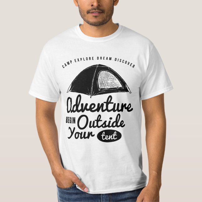 Camiseta Adventure Begin Outside Your Tent (Anverso)