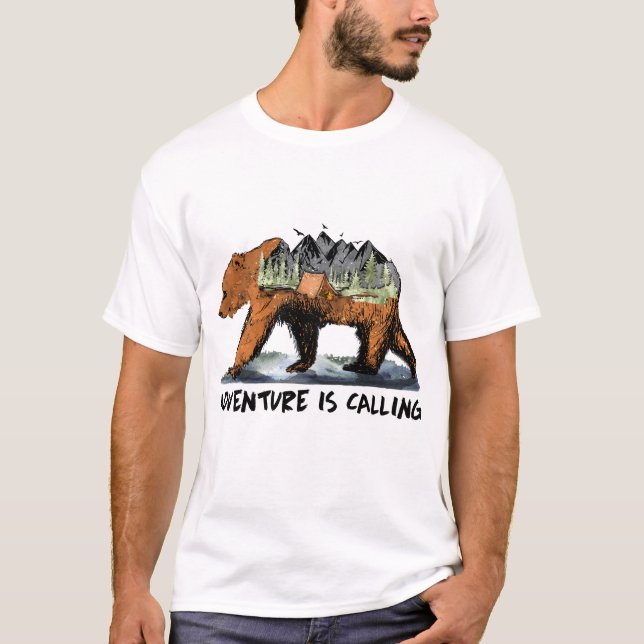 Camiseta Adventure está llamando Oso de Camping (Anverso)