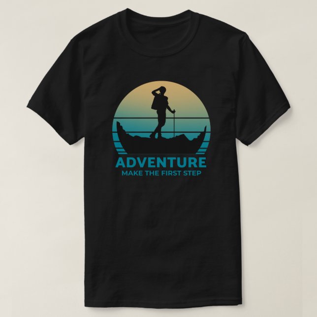 Camiseta Adventure Make First Step Retro Sunset (Diseño del anverso)