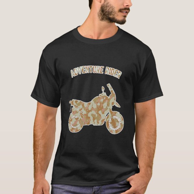 Camiseta Adventure Motorcycle Biker Off Road Rider Camoufla (Anverso)