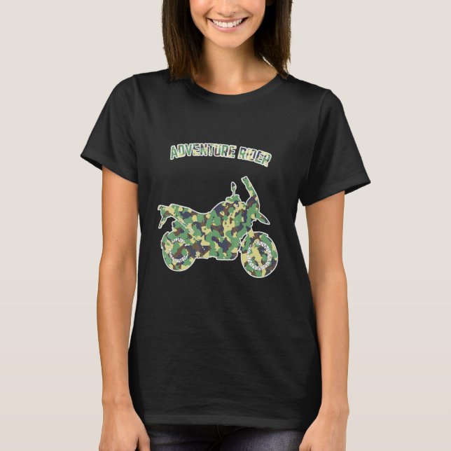 Camiseta Adventure Motorcycle Biker Off Road Rider Camoufla (Anverso)