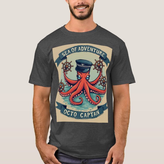 Camiseta Adventure Octo Captain - Negrita y Divertido (Anverso)