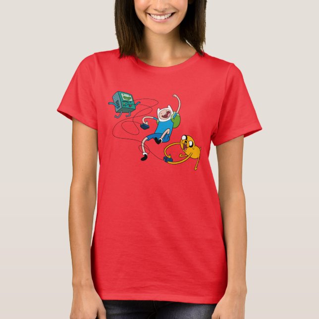 Camiseta Adventure Time | Finn & Jake Play With BMO (Anverso)