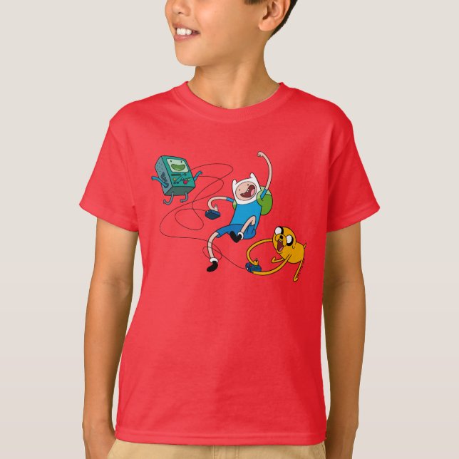 Camiseta Adventure Time | Finn & Jake Play With BMO (Anverso)