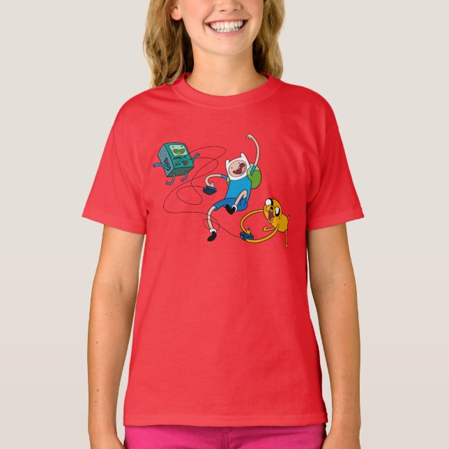 Camiseta Adventure Time | Finn & Jake Play With BMO (Anverso)
