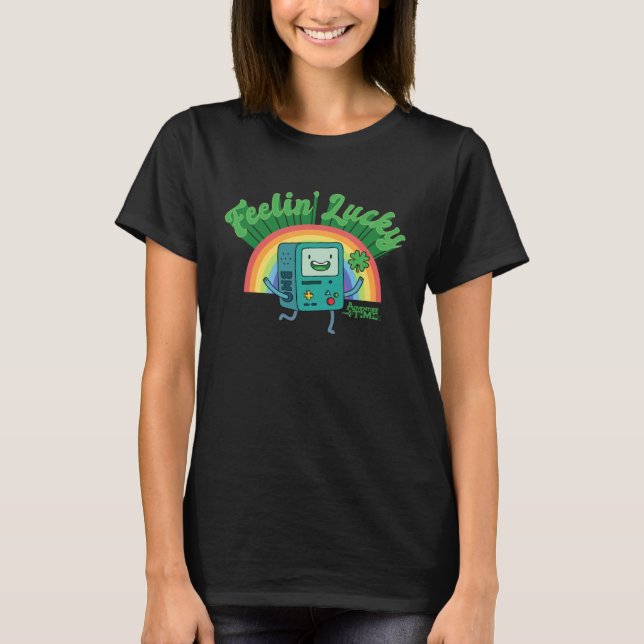 Camiseta Adventure Time St. Patrick's Day BMO Rainbow Feeli (Anverso)