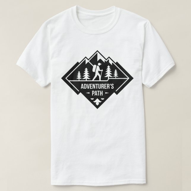 Camiseta Adventurer’s Path Mountain Hiking Badge Design (Diseño del anverso)