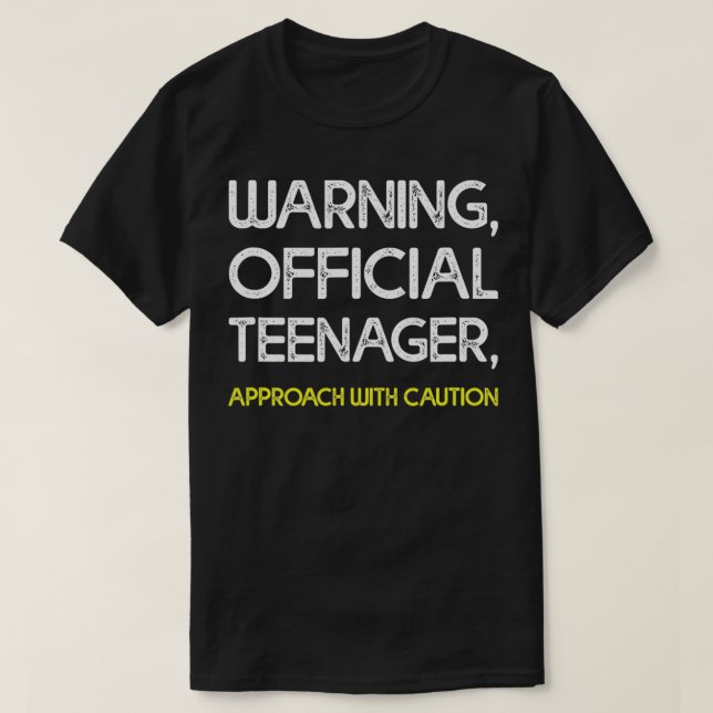 Camiseta Advertencia, Adolescente Oficial, Aproximación Con (Diseño del anverso)