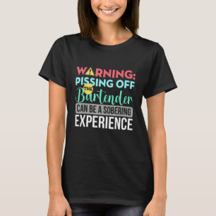 Camiseta Advertencia Barman Serio Sarcástico Mezclador de A