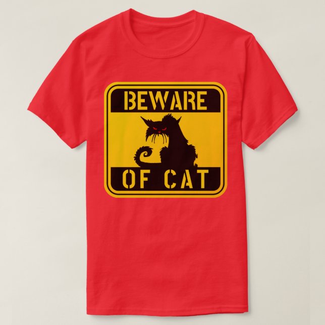 Camiseta ADVERTENCIA CUIDADO DE GATO loco gato mascota grac (Diseño del anverso)
