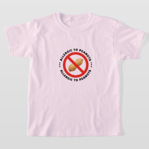 Camiseta advertencia de alergia a maní en alimentos