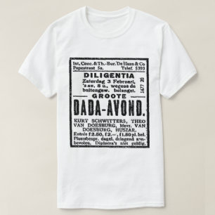CAMISETA ADVERTENCIA DE DIARIO DE ARTE DE DADA EN BLANCO Y 