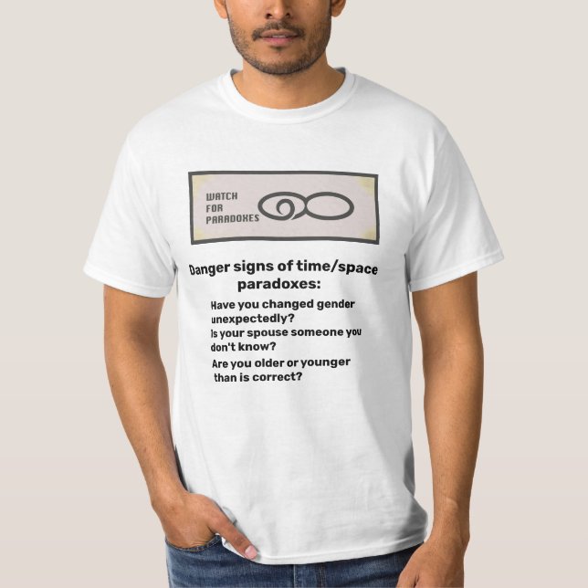 Camiseta ADVERTENCIA de la PARADOJA del ESPACIO de TIEMPO (Anverso)