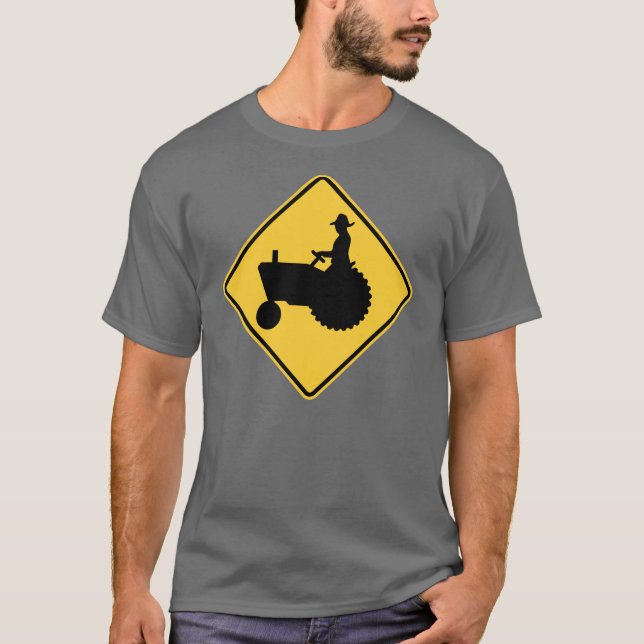 Camiseta Advertencia de la señal de tráfico del tractor (Anverso)