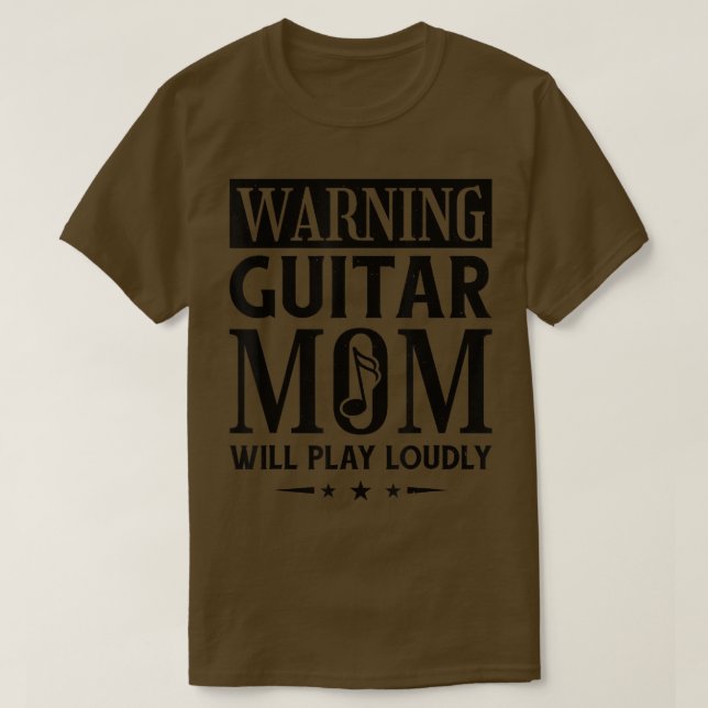 Camiseta Advertencia: Mamá de guitarra tocará fuerte, músic (Diseño del anverso)