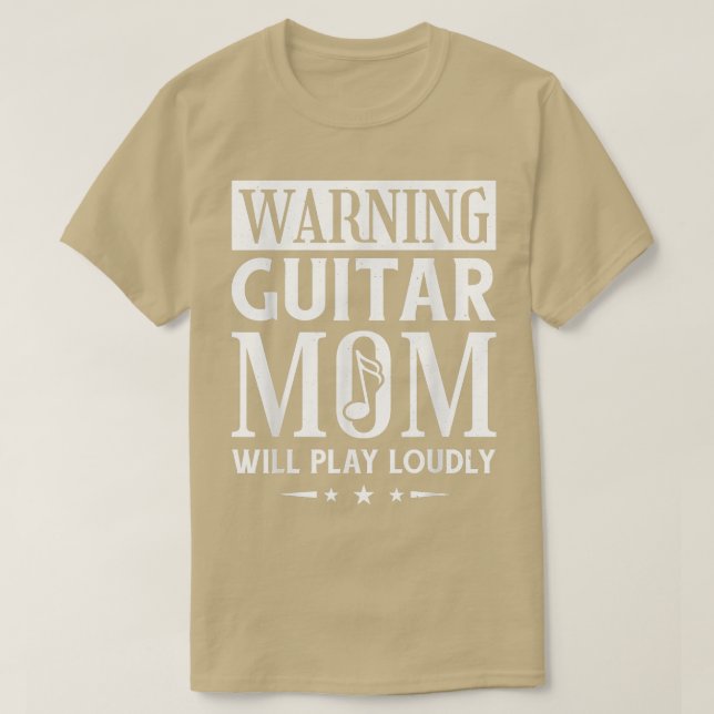 Camiseta Advertencia: Mamá de guitarra tocará fuerte, músic (Diseño del anverso)