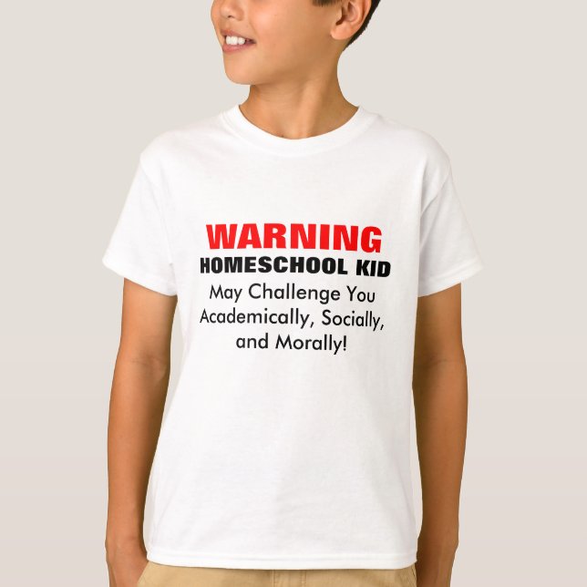 CAMISETA ADVERTENCIA: ¡NIÑO DE HOMESCHOOL! (Anverso)