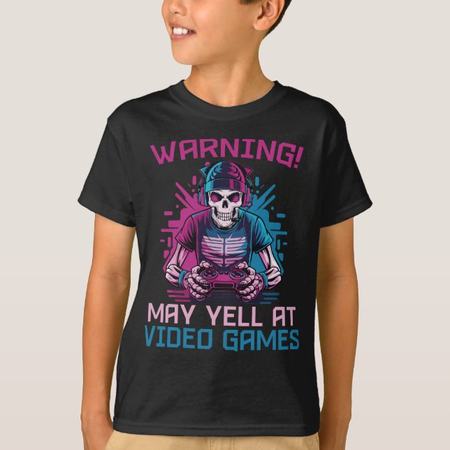 Camiseta Advertencia Puede Gritar En Videojuegos Esbozos (Anverso)