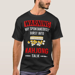 Camiseta Advertencia roja Mahjong Majong Mah Jong Mah Jongg