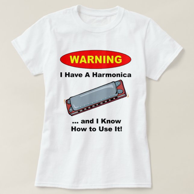Camiseta ¡Advertencia! Tengo una armónica… (Diseño del anverso)