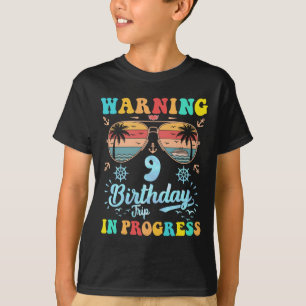 Camiseta Advertencia viaje de cumpleaños número 9 en curso 