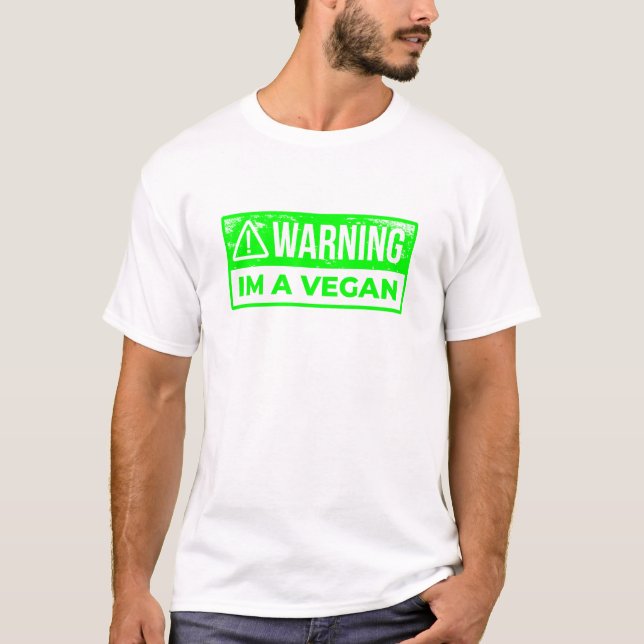 Camiseta advirtiendo que soy vegetariano vegano (Anverso)