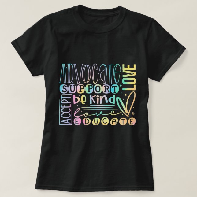 Camiseta Advocacy Love Support Accept Be Kind Autism Awaren (Diseño del anverso)