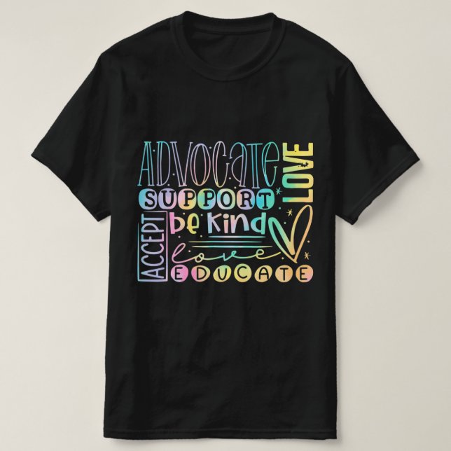 Camiseta Advocacy Love Support Accept Be Kind Autism Awaren (Diseño del anverso)