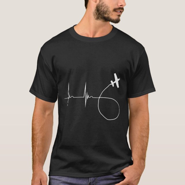 Camiseta Aerobacústico Heartbeat Biplane Airshow Ekg Pulsel (Anverso)