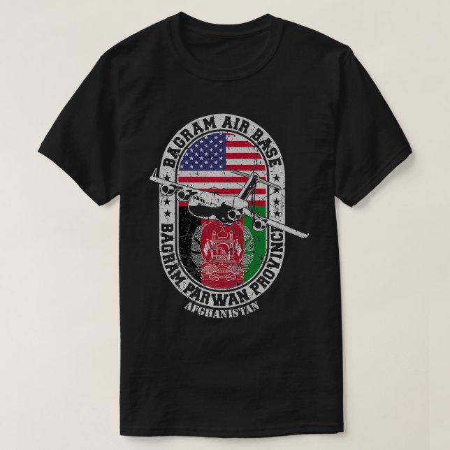 Camiseta Aeródromo de la Base Aérea de Bagram USAF Afghanis (Diseño del anverso)
