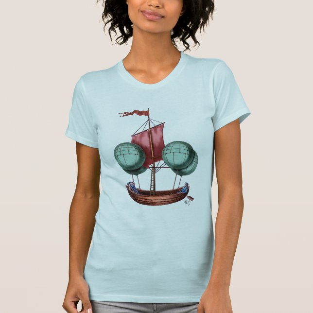 Camiseta Aeronave con globo aerostático con vela roja (Anverso)