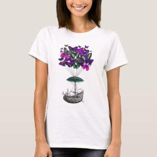 Camiseta Aeronave mariposa 2 morada y verde