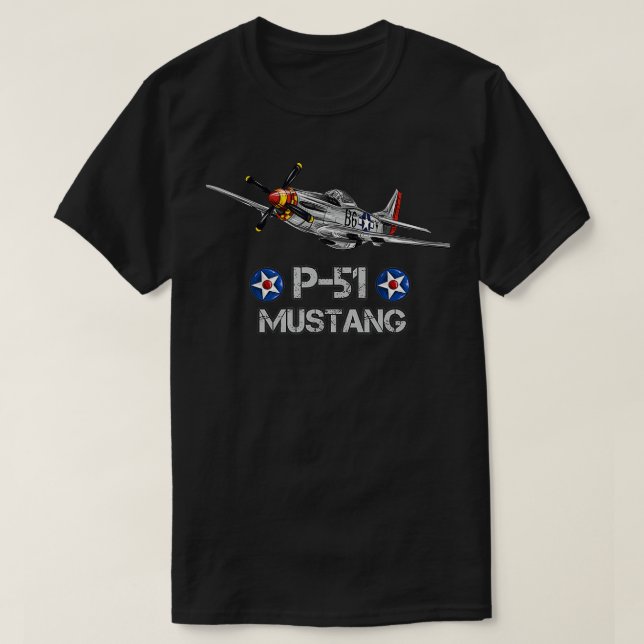 Camiseta Aeronaves estadounidenses P51 Mustang Fighter (Diseño del anverso)