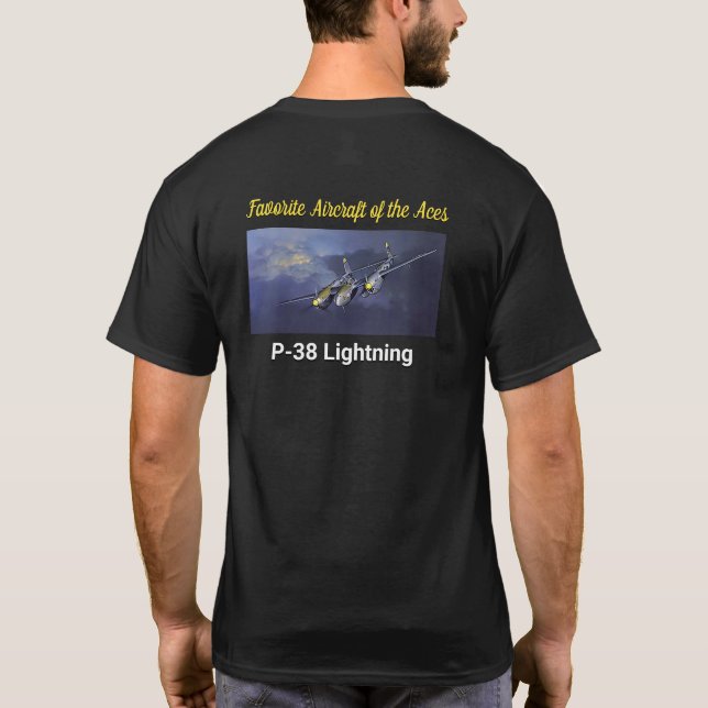 Camiseta Aeronaves favoritas del relámpago Aces P-38 (Reverso)