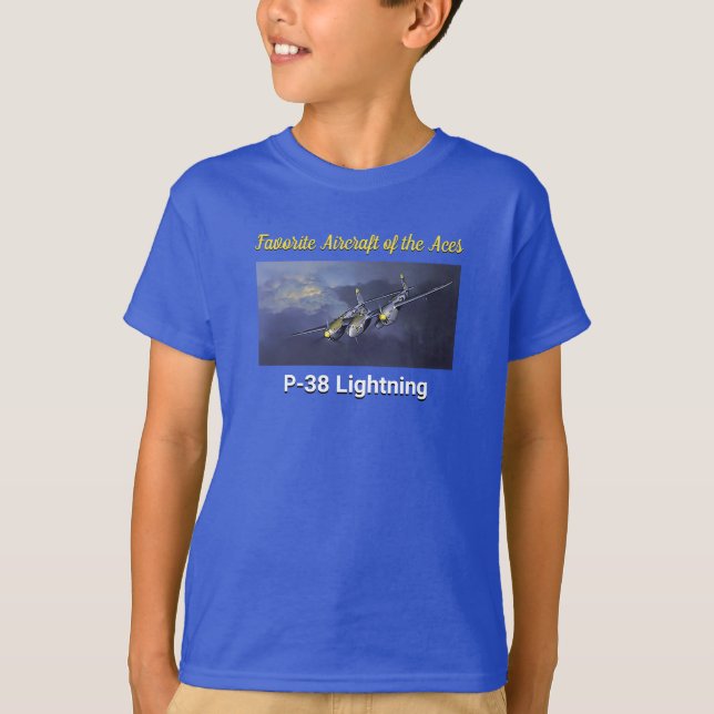 Camiseta Aeronaves favoritas del relámpago Aces P-38 (Anverso)