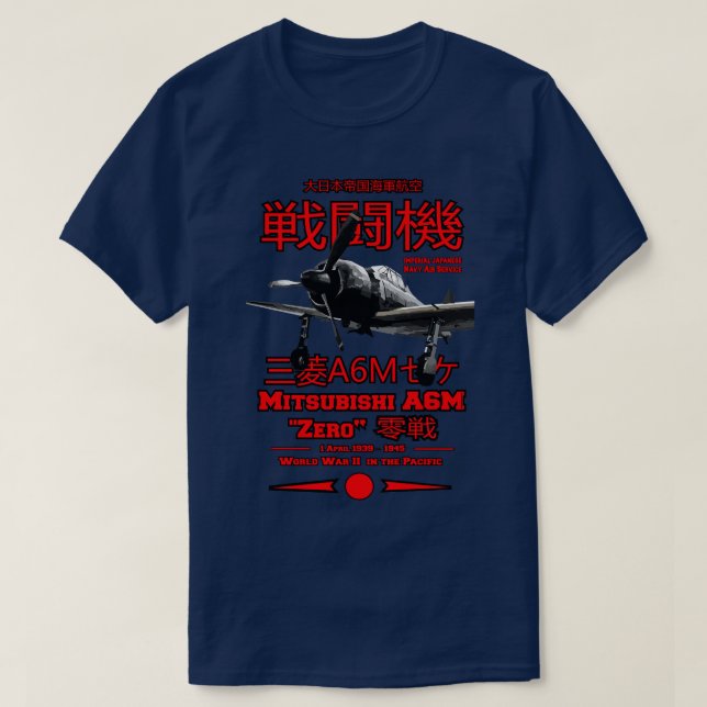 Camiseta Aeronaves Mitsubishi A6M Zero A6M Fighter (Diseño del anverso)