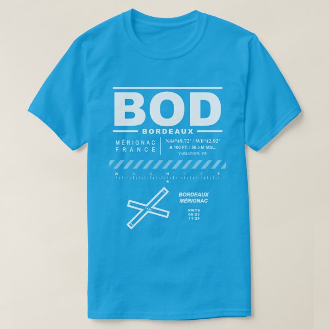 Camiseta Aeropuerto Bordeaux Merignac BOD T-Shrit (Diseño del anverso)
