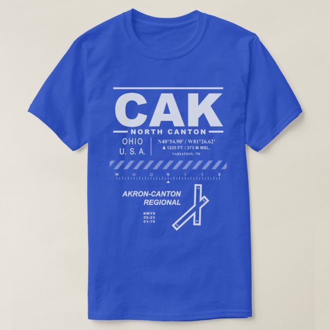 Camiseta Aeropuerto de Akron-Canton CAK Tee Shirt (Diseño del anverso)
