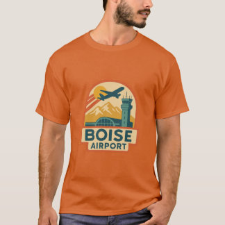 Camiseta Aeropuerto de Boise Retro con Montañas y remolque