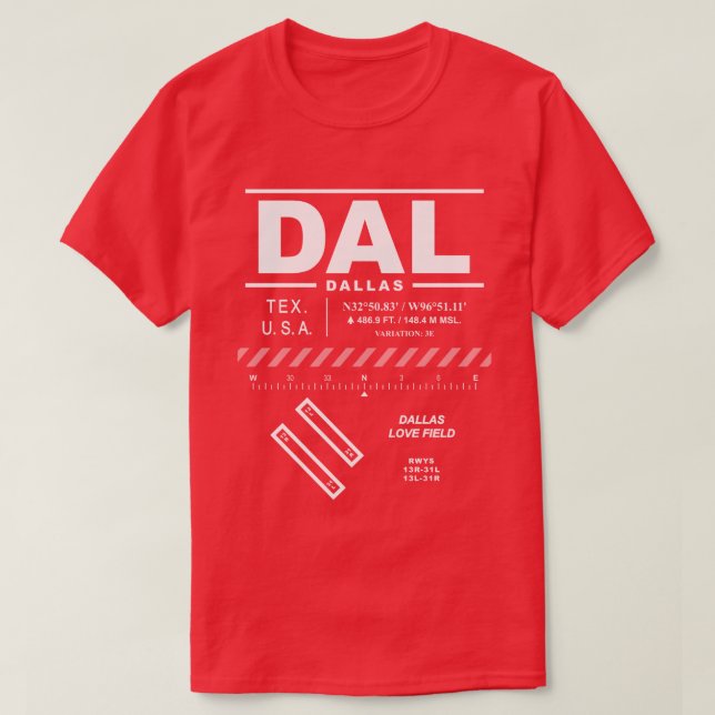 Camiseta Aeropuerto de Dallas Love Field DAL T-Shirt (Diseño del anverso)